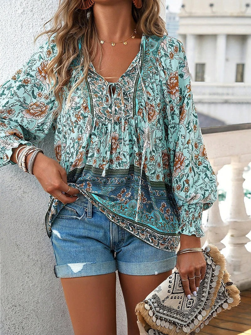 Arya – Blouse Bohème à Imprimé Floral