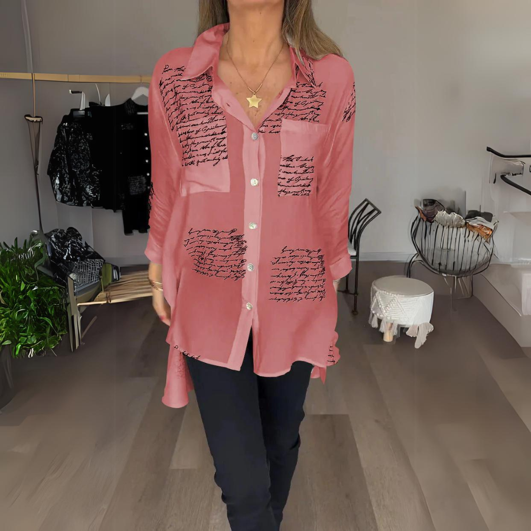 Callista – Chemise Noire à Écriture Blanche