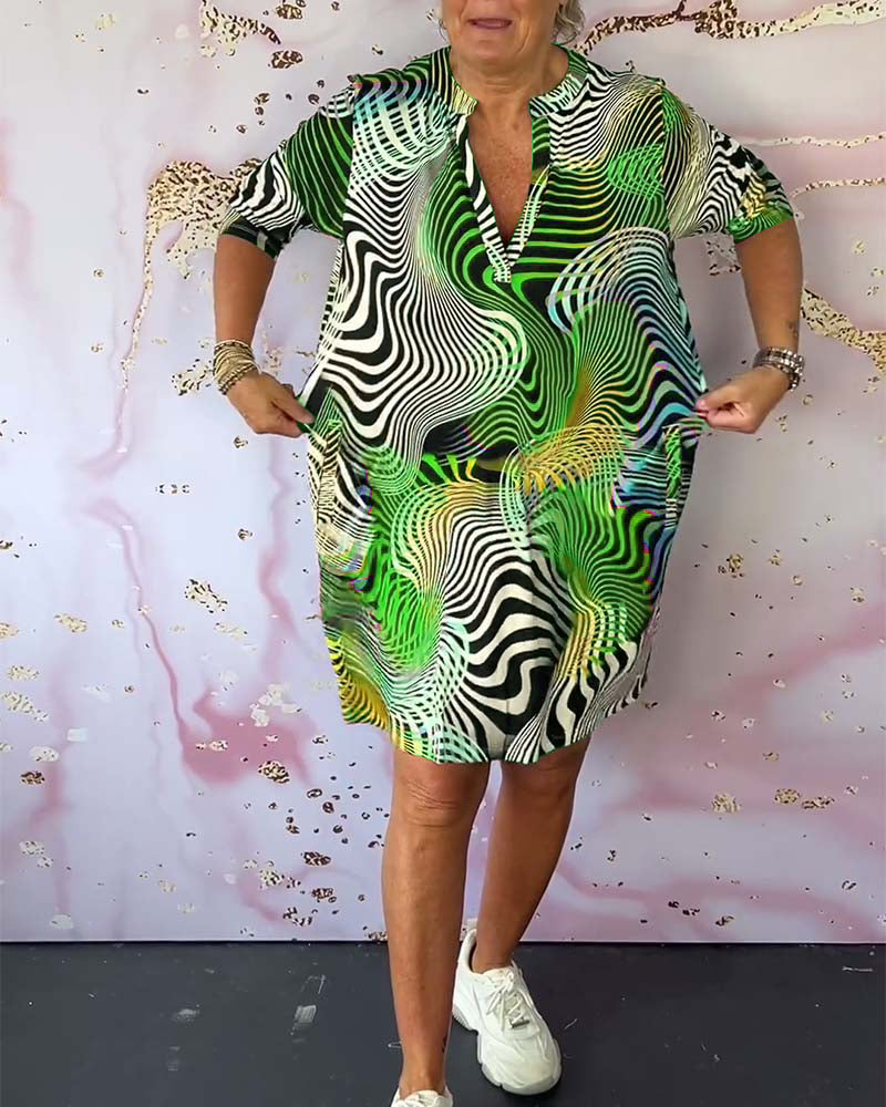 Solène – Robe Graphique Multicolore