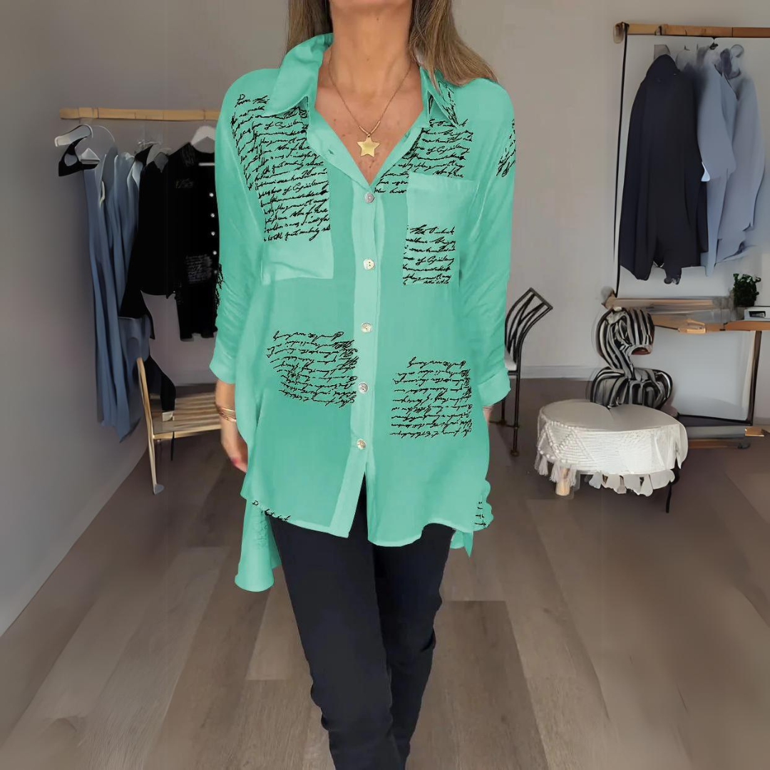Callista – Chemise Noire à Écriture Blanche