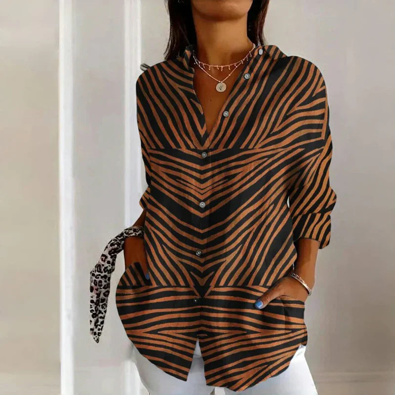 Marlène – Chemise Graphique Décontractée