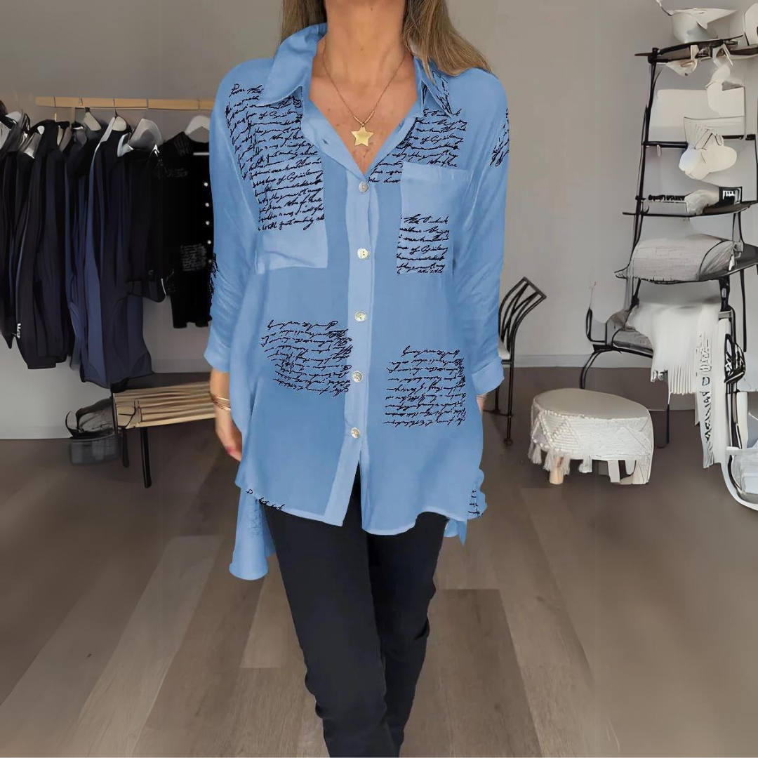Callista – Chemise Noire à Écriture Blanche