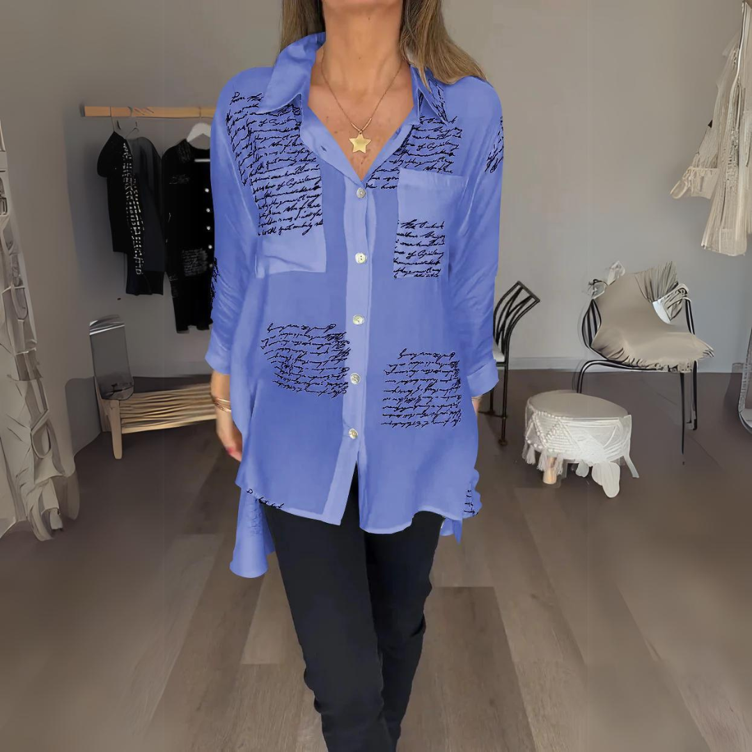 Callista – Chemise Noire à Écriture Blanche