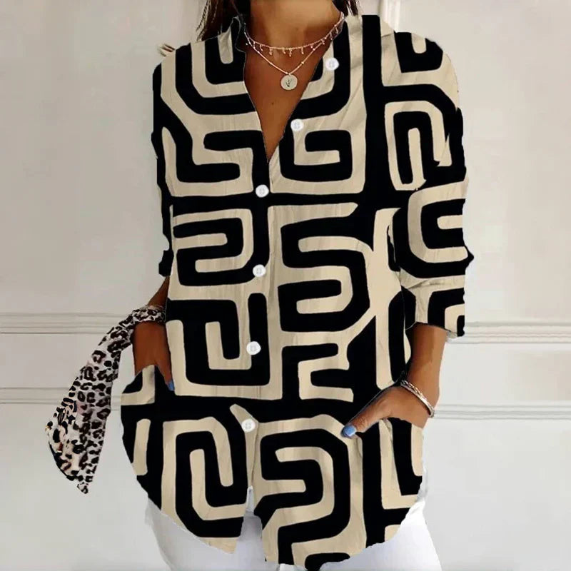 Marlène – Chemise Graphique Décontractée
