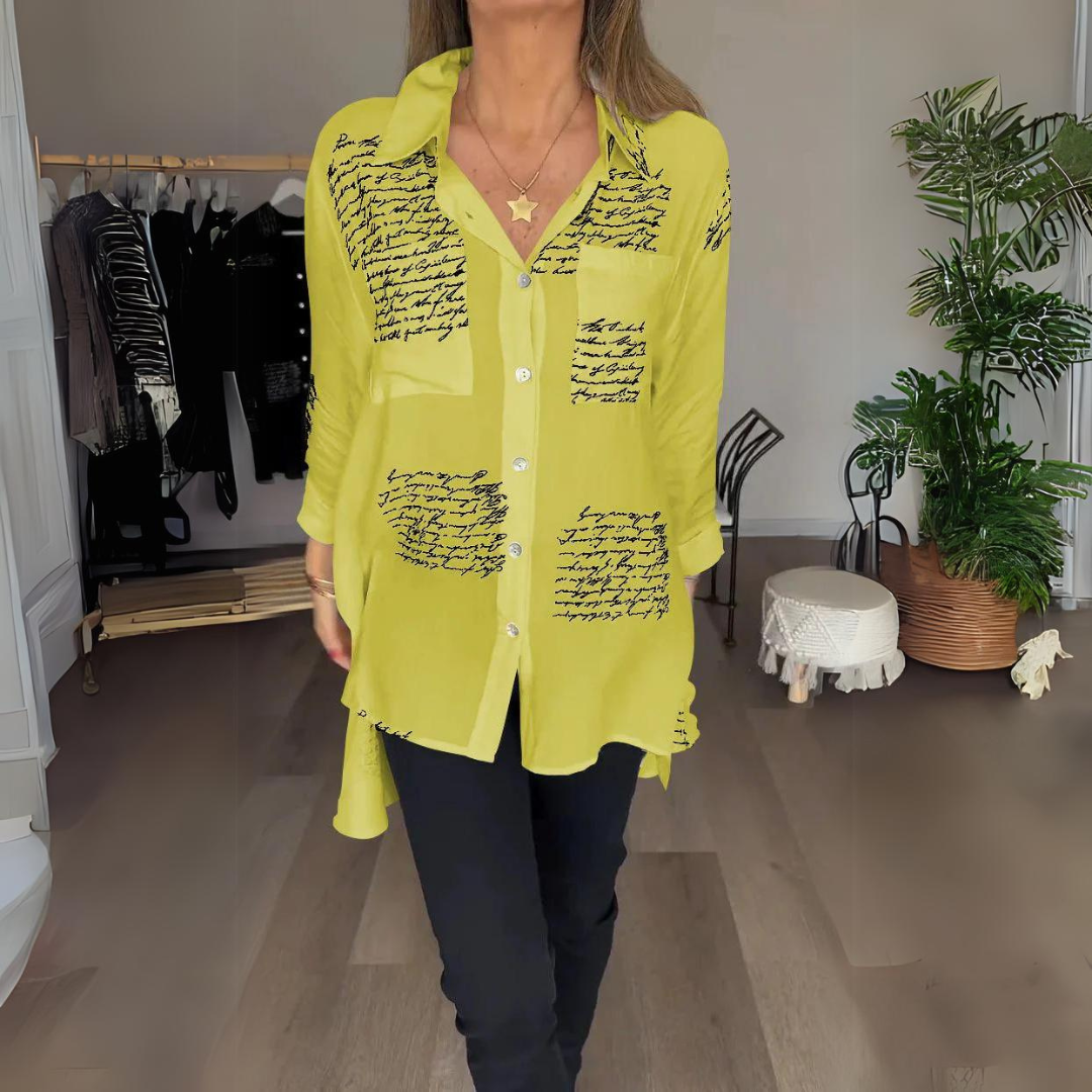 Callista – Chemise Noire à Écriture Blanche