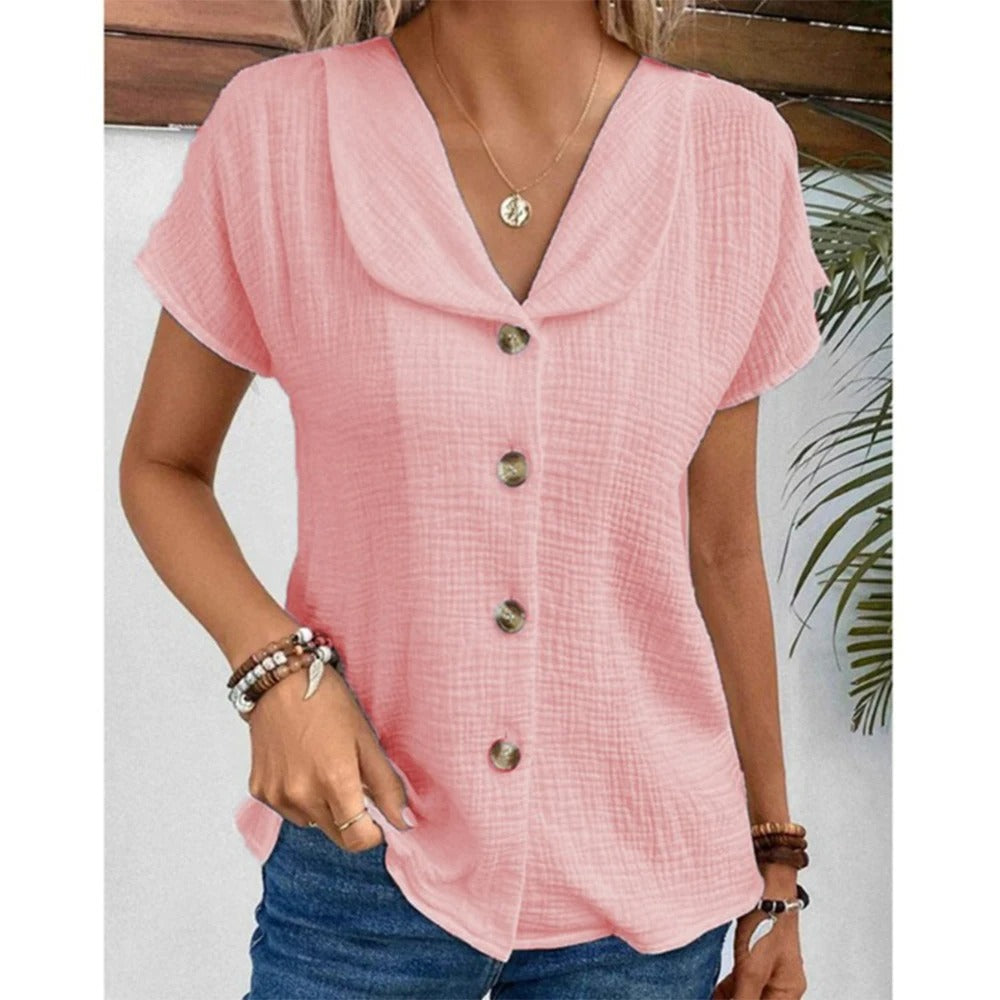 Marlene – Luftige Sommerbluse mit Knopfleiste