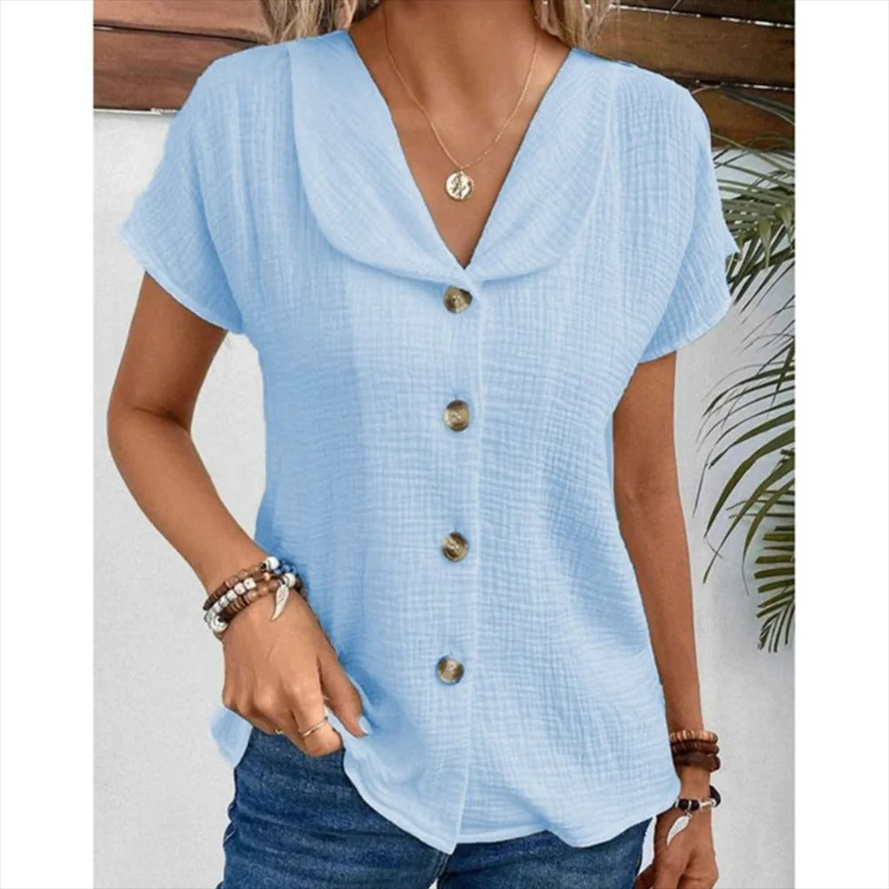 Marlene – Luftige Sommerbluse mit Knopfleiste