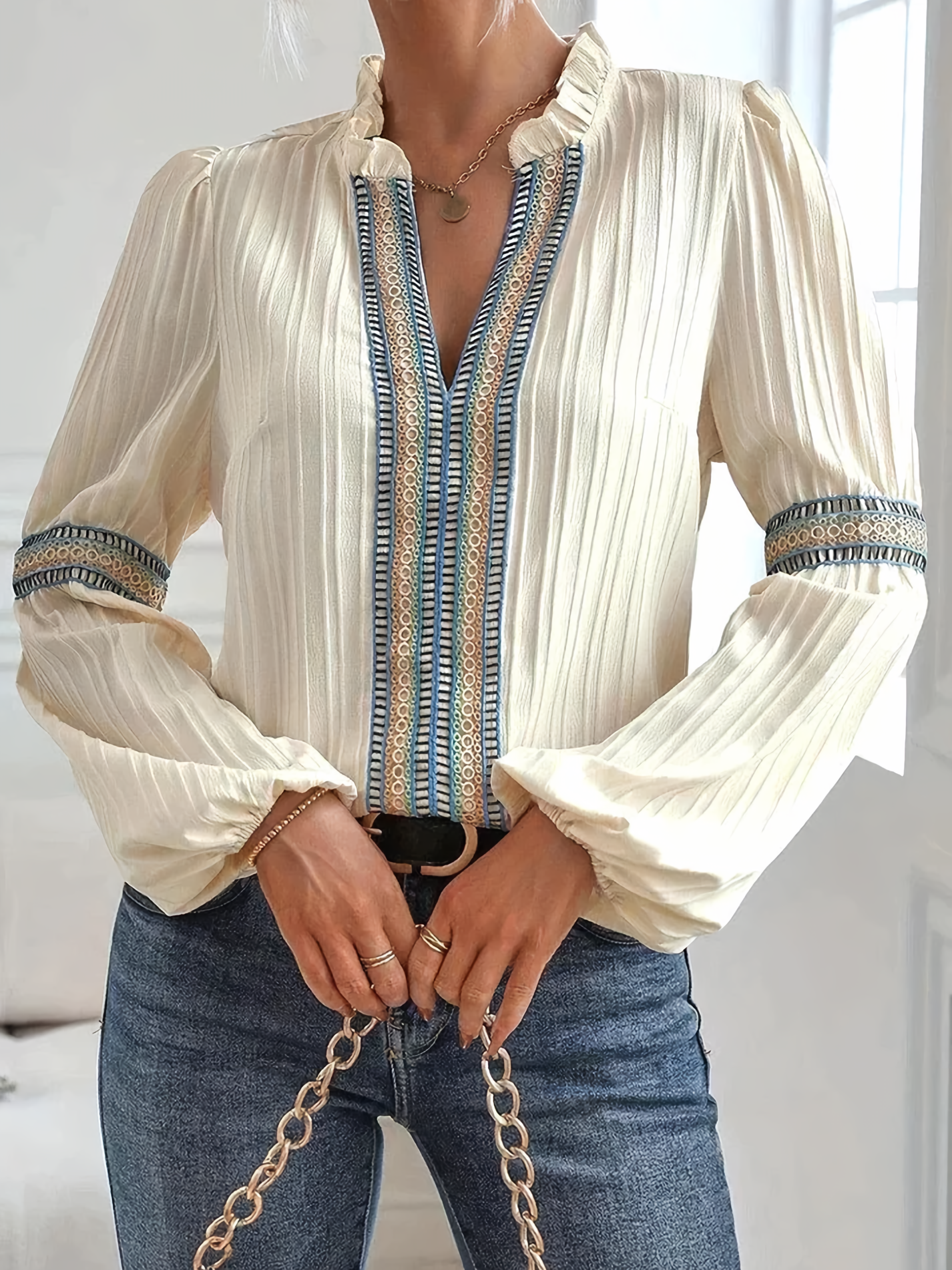 Valerie – Blouse à Détails Bohèmes