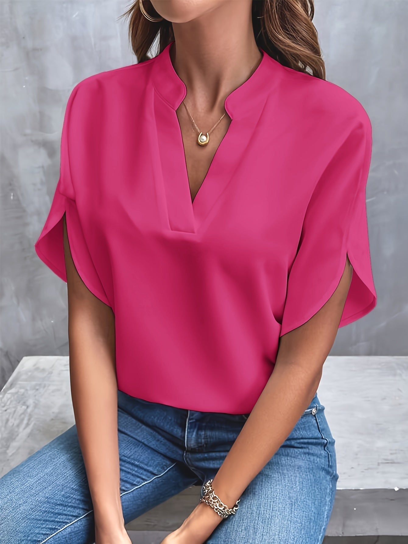 Maïa – Blouse Fluide à Col Fendu