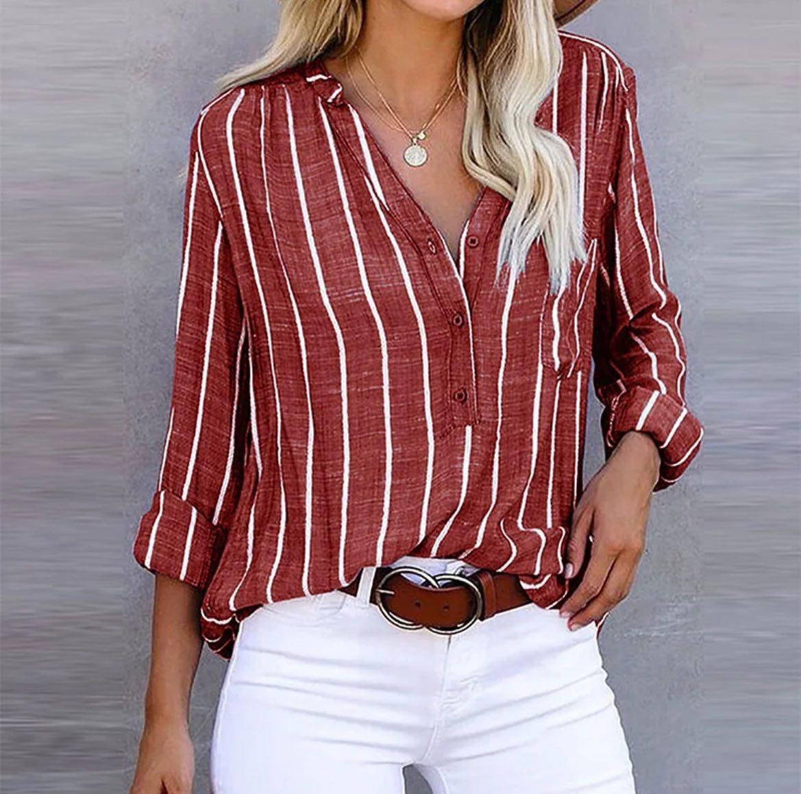 Sienna – Blouse Rayée en Coton Léger