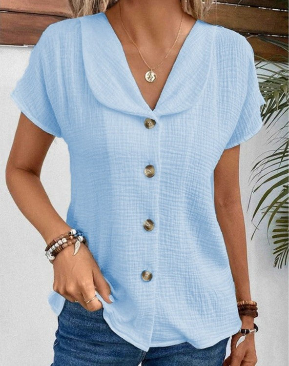 Clémence – Blouse Légère en Coton Gaufré