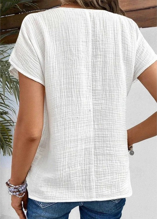 Clémence – Blouse Légère en Coton Gaufré