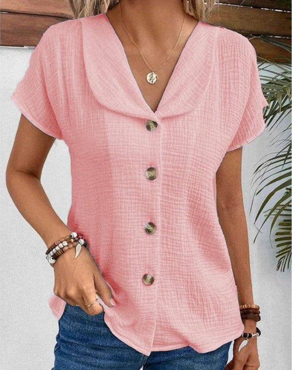 Clémence – Blouse Légère en Coton Gaufré