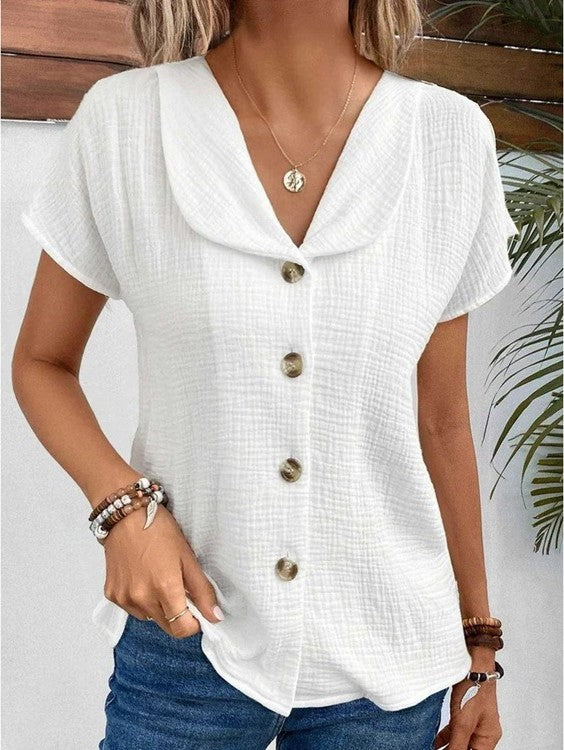 Clémence – Blouse Légère en Coton Gaufré