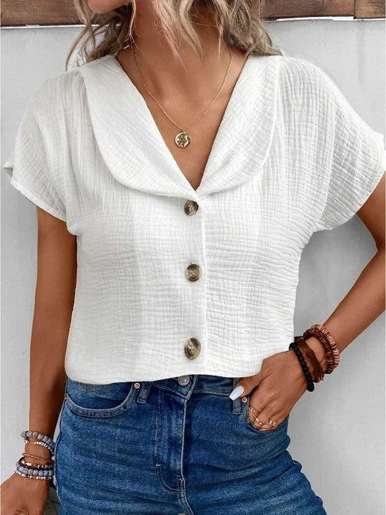 Clémence – Blouse Légère en Coton Gaufré