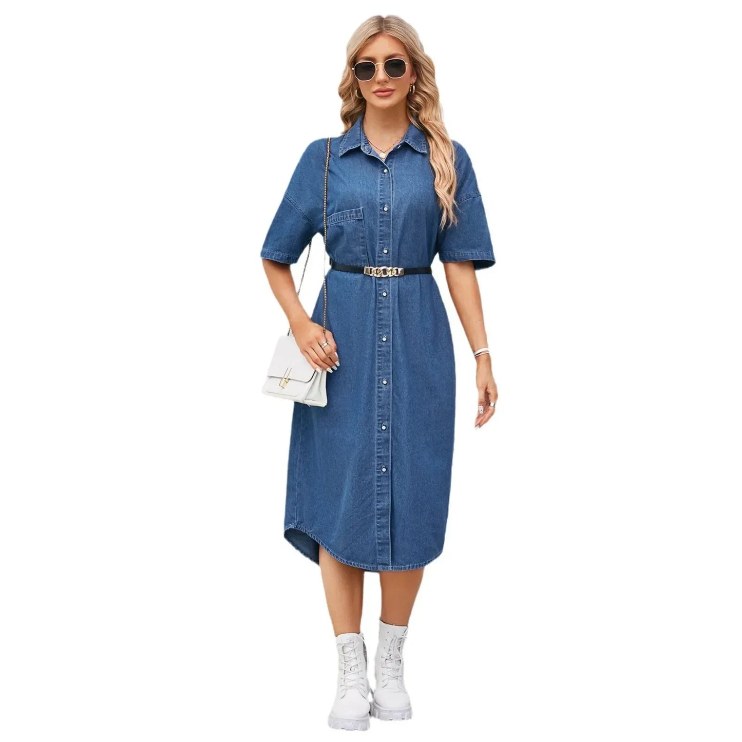 ULIETTE – Robe Chemise en Denim Léger