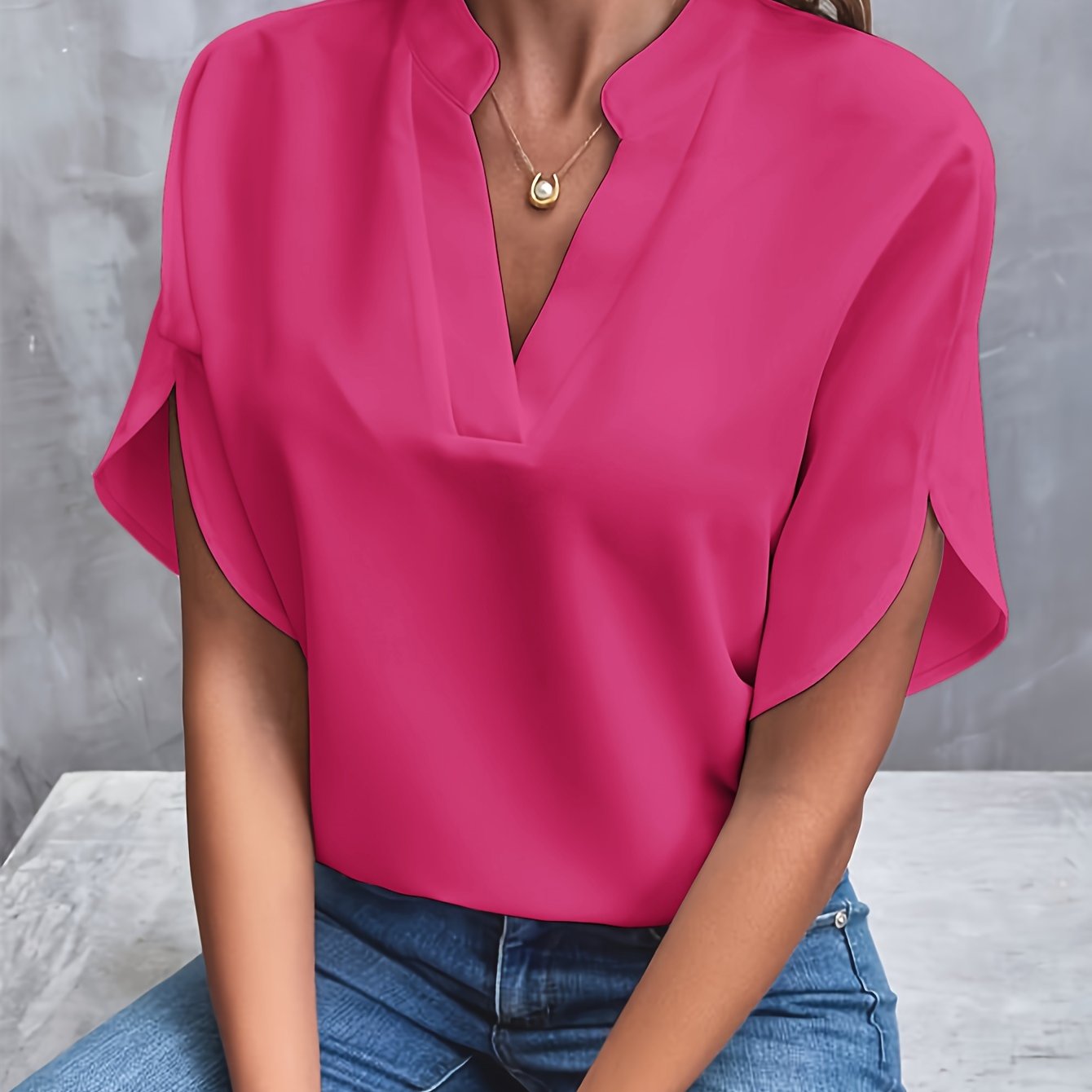 Maïa – Blouse Fluide à Col Fendu