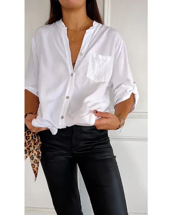 Élodie – Blouse Noire à Sequins