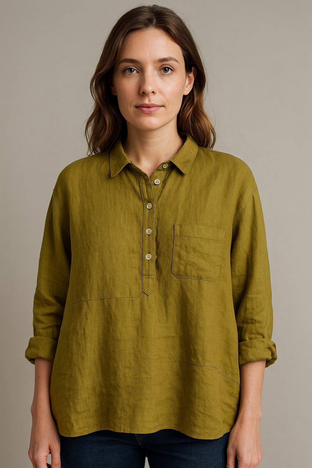 Alice – Blouse Décontractée en Lin Naturel