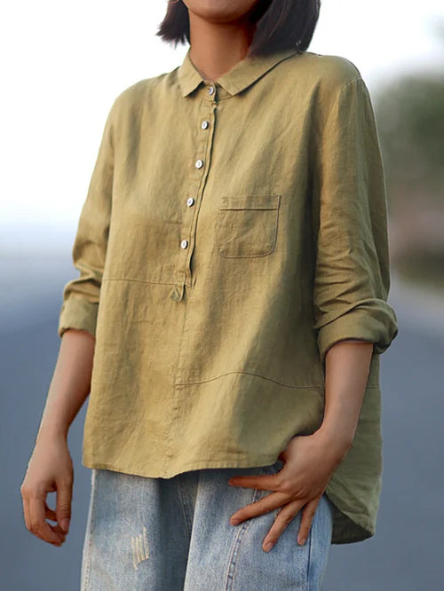 Alice – Blouse Décontractée en Lin Naturel