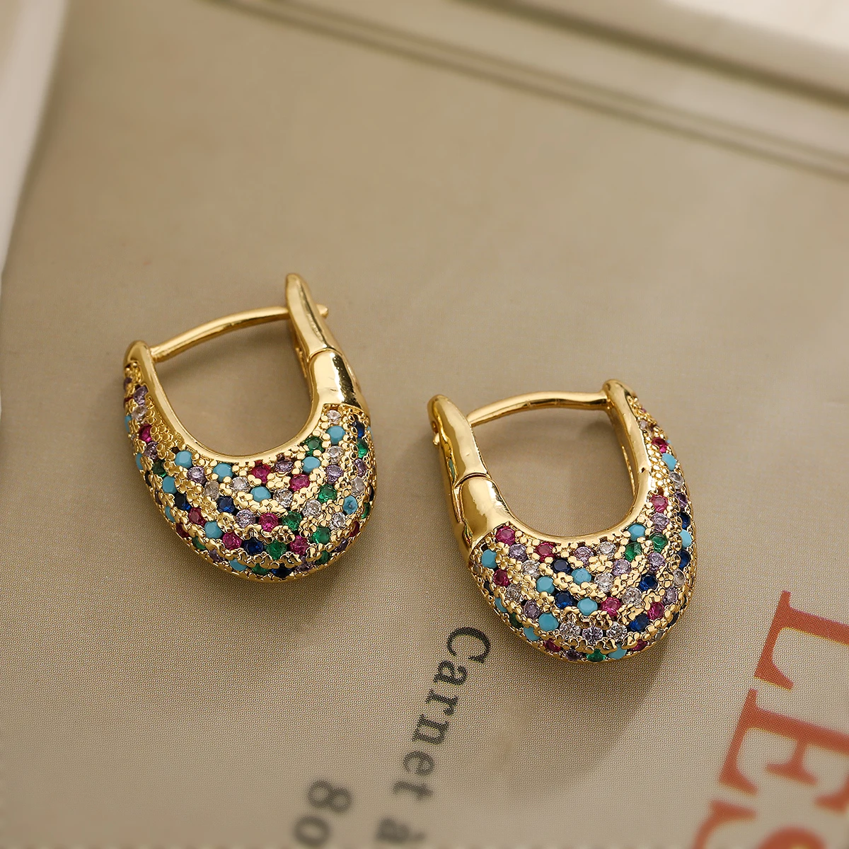 Elegant Earrings with Colored Crystals