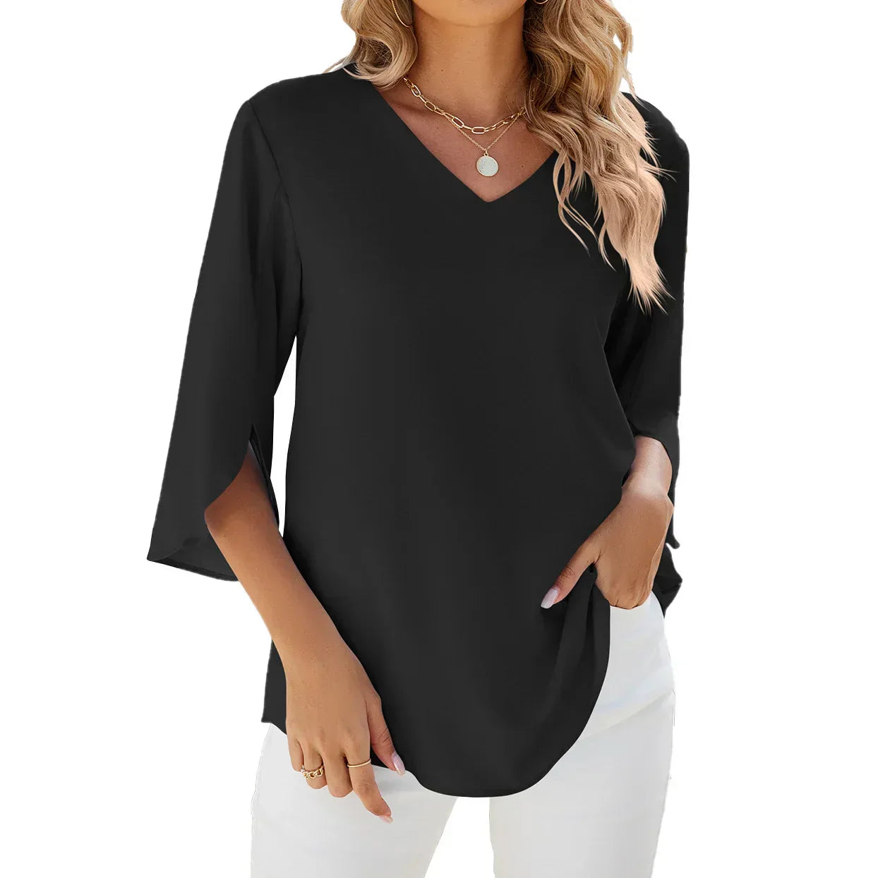 Clémence – Blouse Légère à Manches Fendues