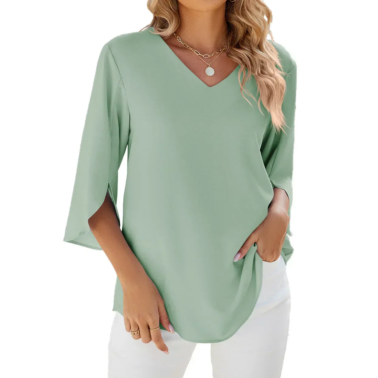 Clémence – Blouse Légère à Manches Fendues