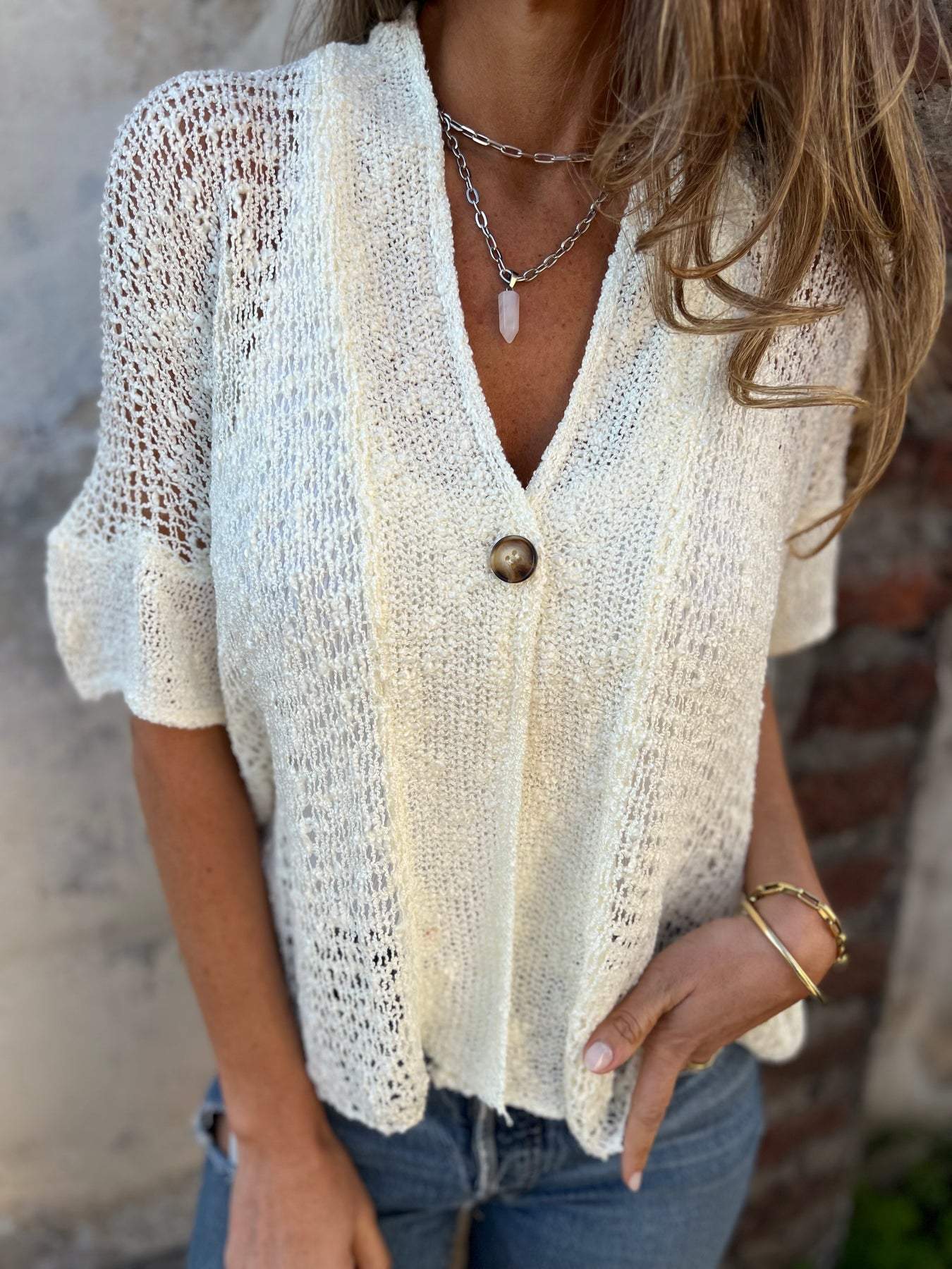 Ivonie – Cardigan Léger en Tricot Aéré