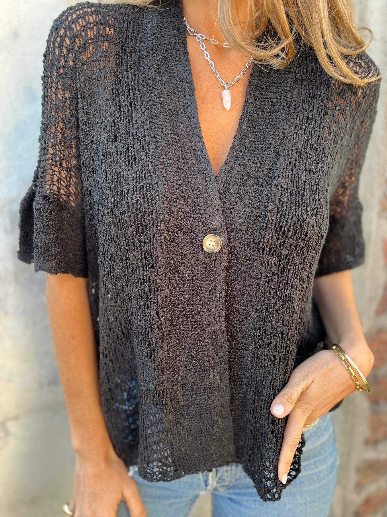 Ivonie – Cardigan Léger en Tricot Aéré
