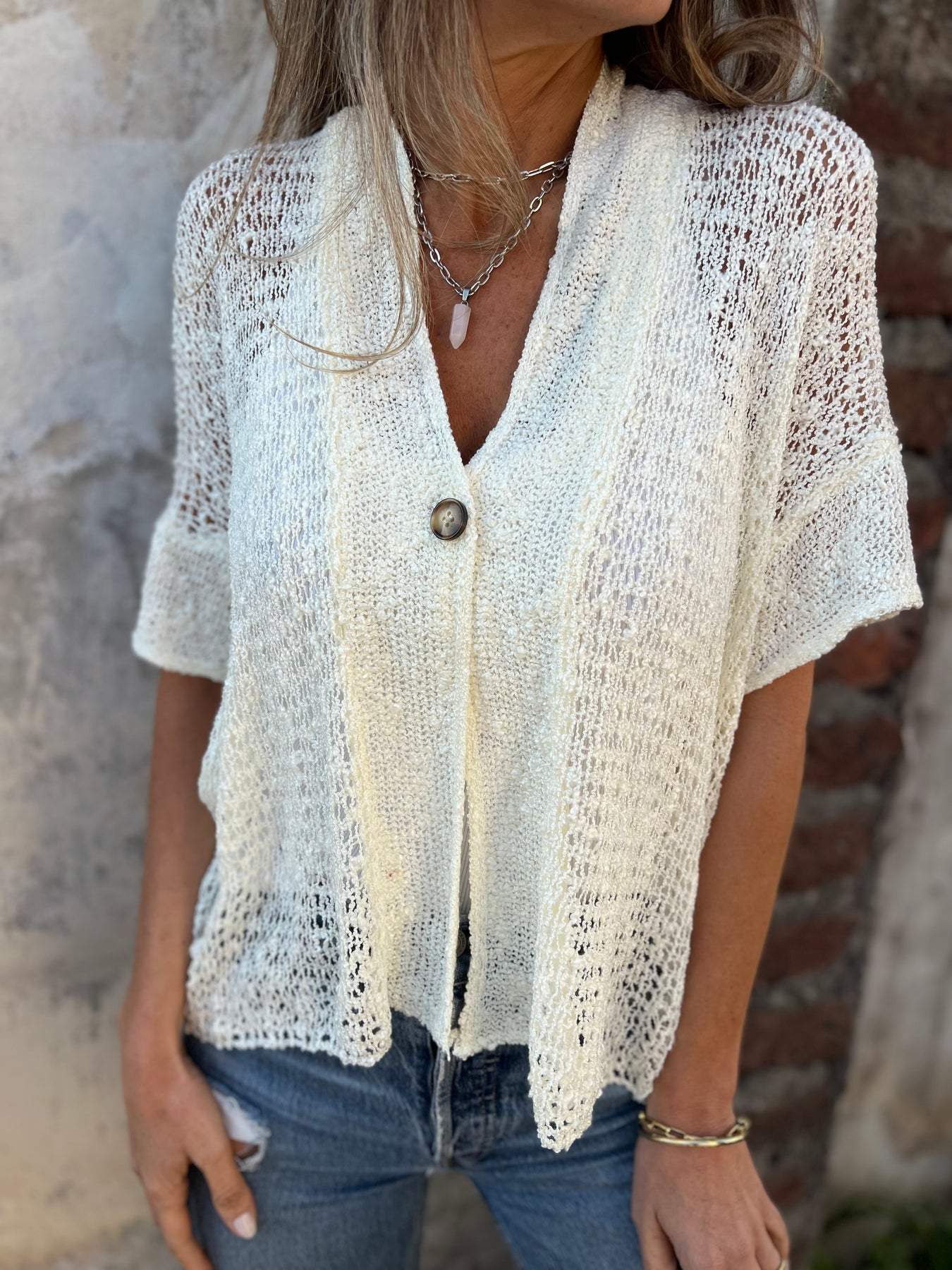Ivonie – Cardigan Léger en Tricot Aéré