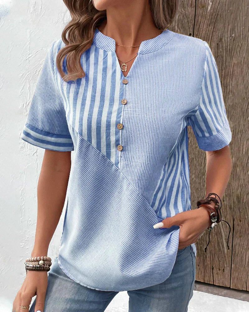 Sandra – Blouse à Rayures Douces
