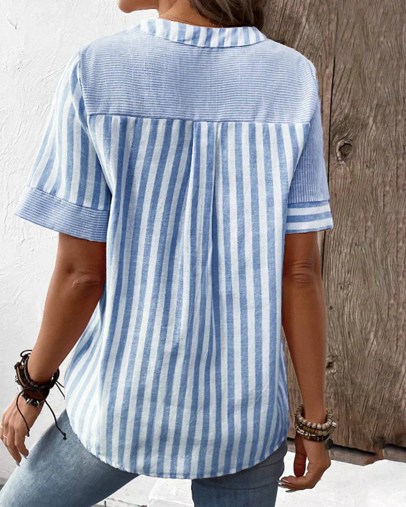 Sandra – Blouse à Rayures Douces