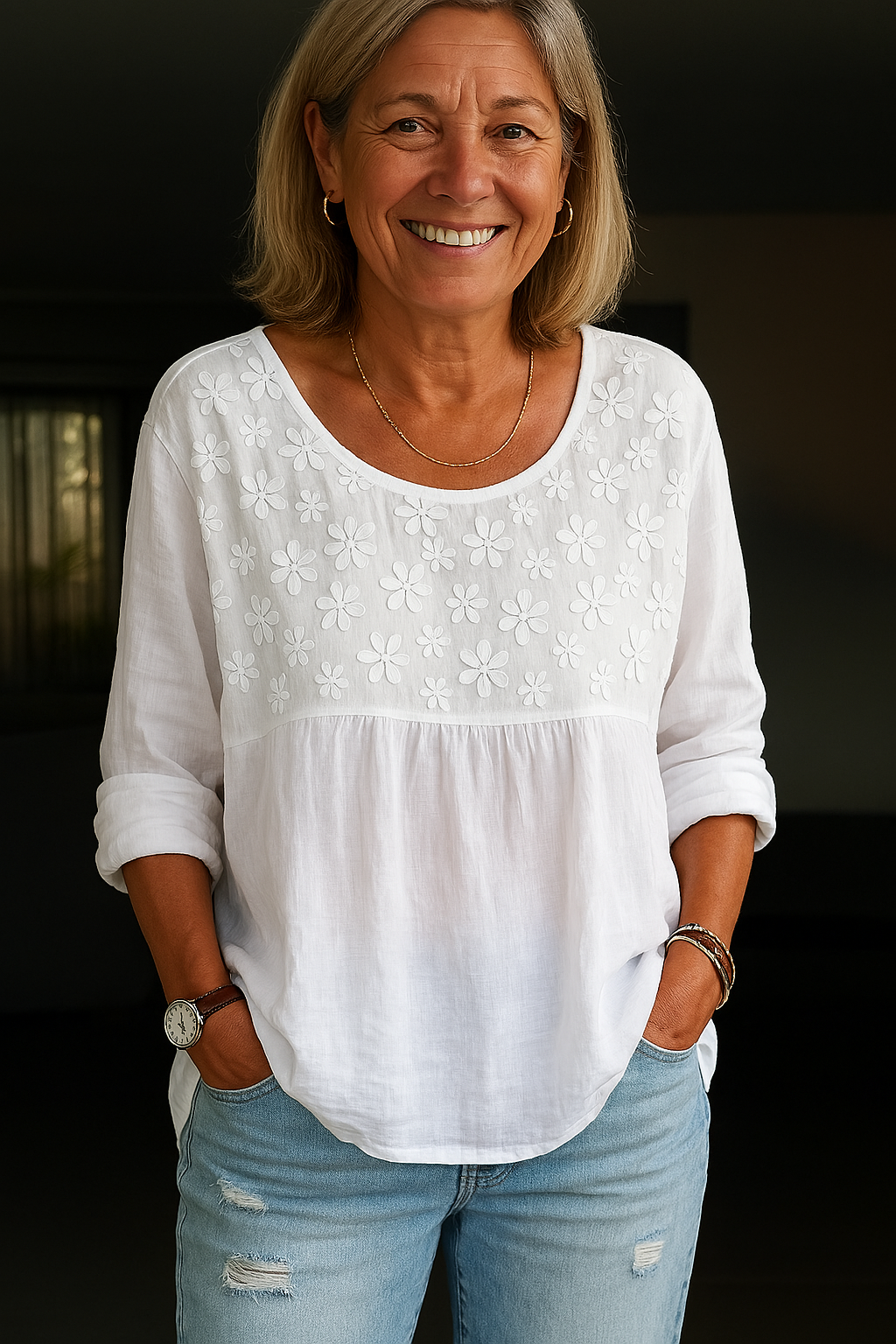 Anaëlle – Blouse Brodée en Lin