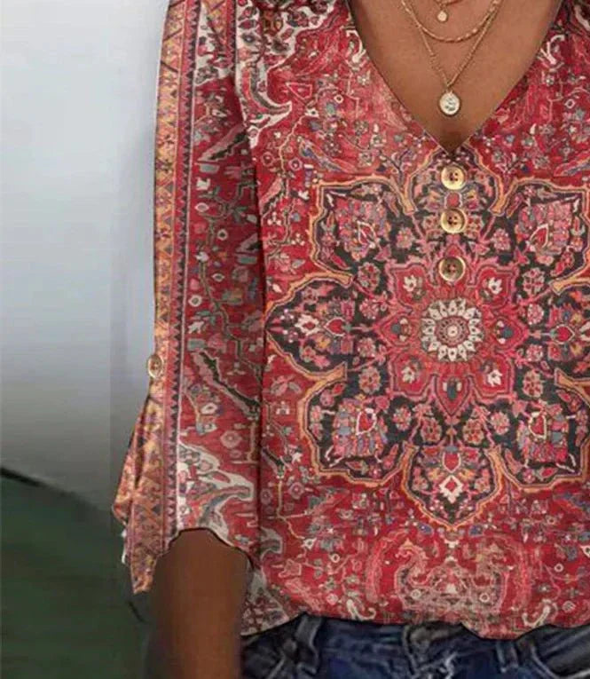 Karina – Blouse Bohème à Imprimé Mandala