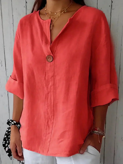 Jessa – Blouse en Lin à Bouton Unique
