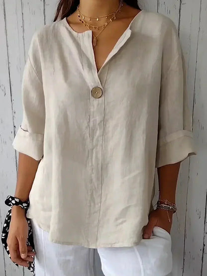 Jessa – Blouse en Lin à Bouton Unique
