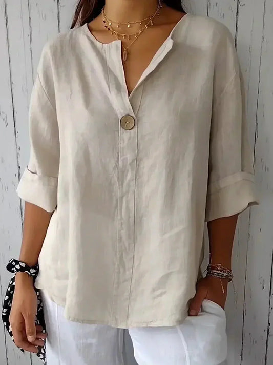 Jessa – Blouse en Lin à Bouton Unique