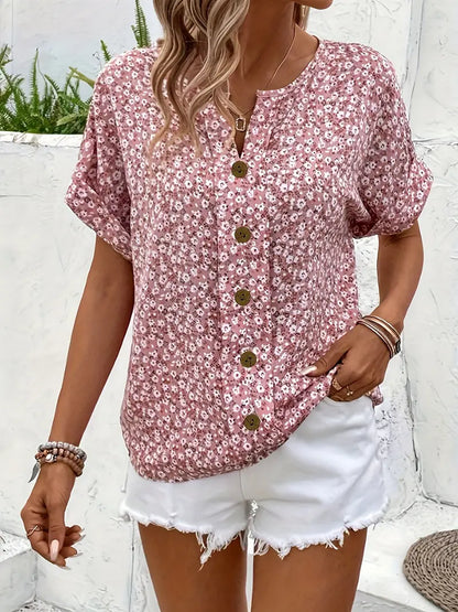Mila – Blouse Boutonnée à Fleurs