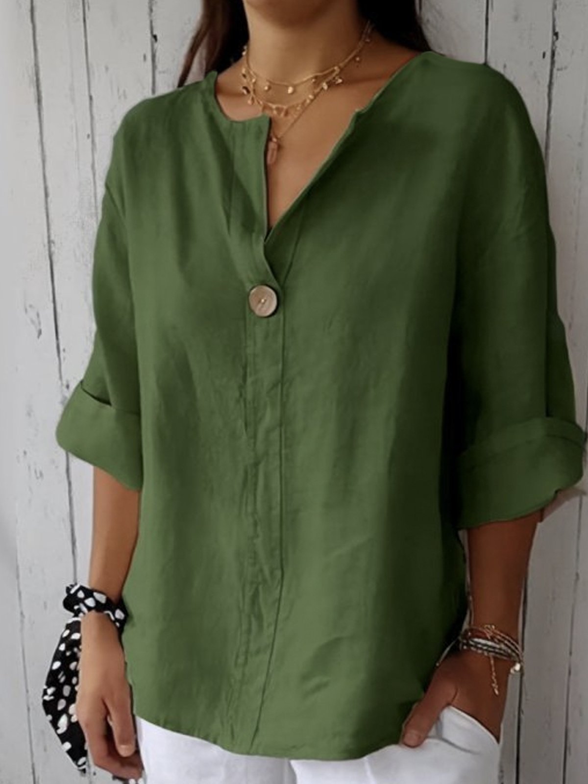 Jessa – Blouse en Lin à Bouton Unique