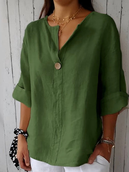 Jessa – Blouse en Lin à Bouton Unique