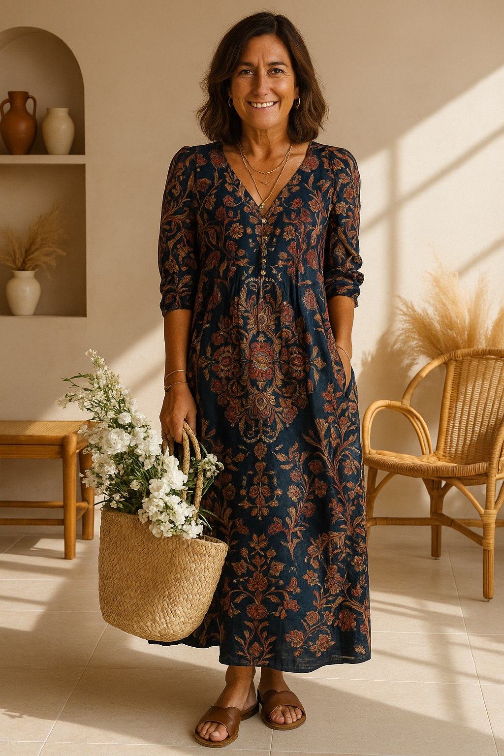 Mary | Vintage Flower Art Print Tunic Dress