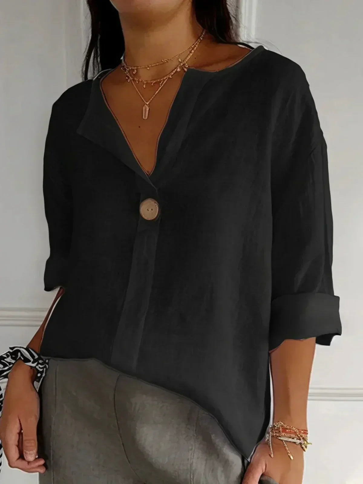 Jessa – Blouse en Lin à Bouton Unique