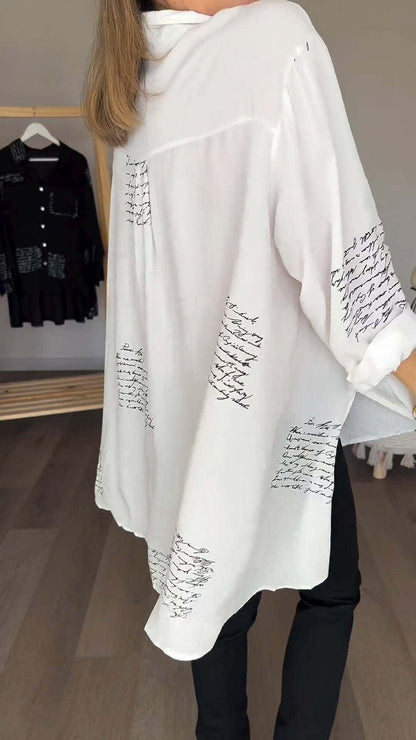 Callista – Chemise Noire à Écriture Blanche