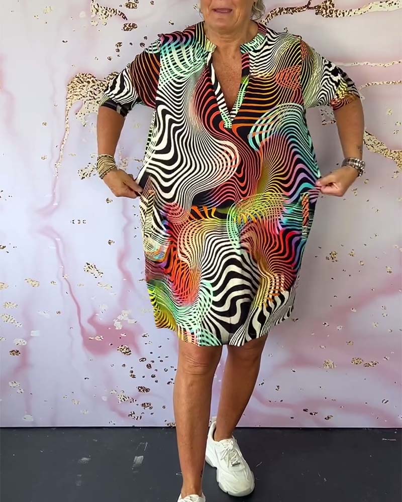 Solène – Robe Graphique Multicolore