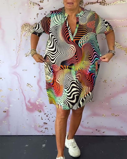 Solène – Robe Graphique Multicolore