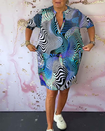 Solène – Robe Graphique Multicolore