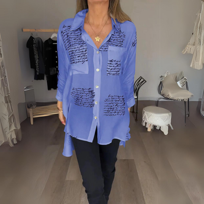 Callista – Chemise Noire à Écriture Blanche