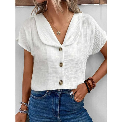 Marlene – Luftige Sommerbluse mit Knopfleiste
