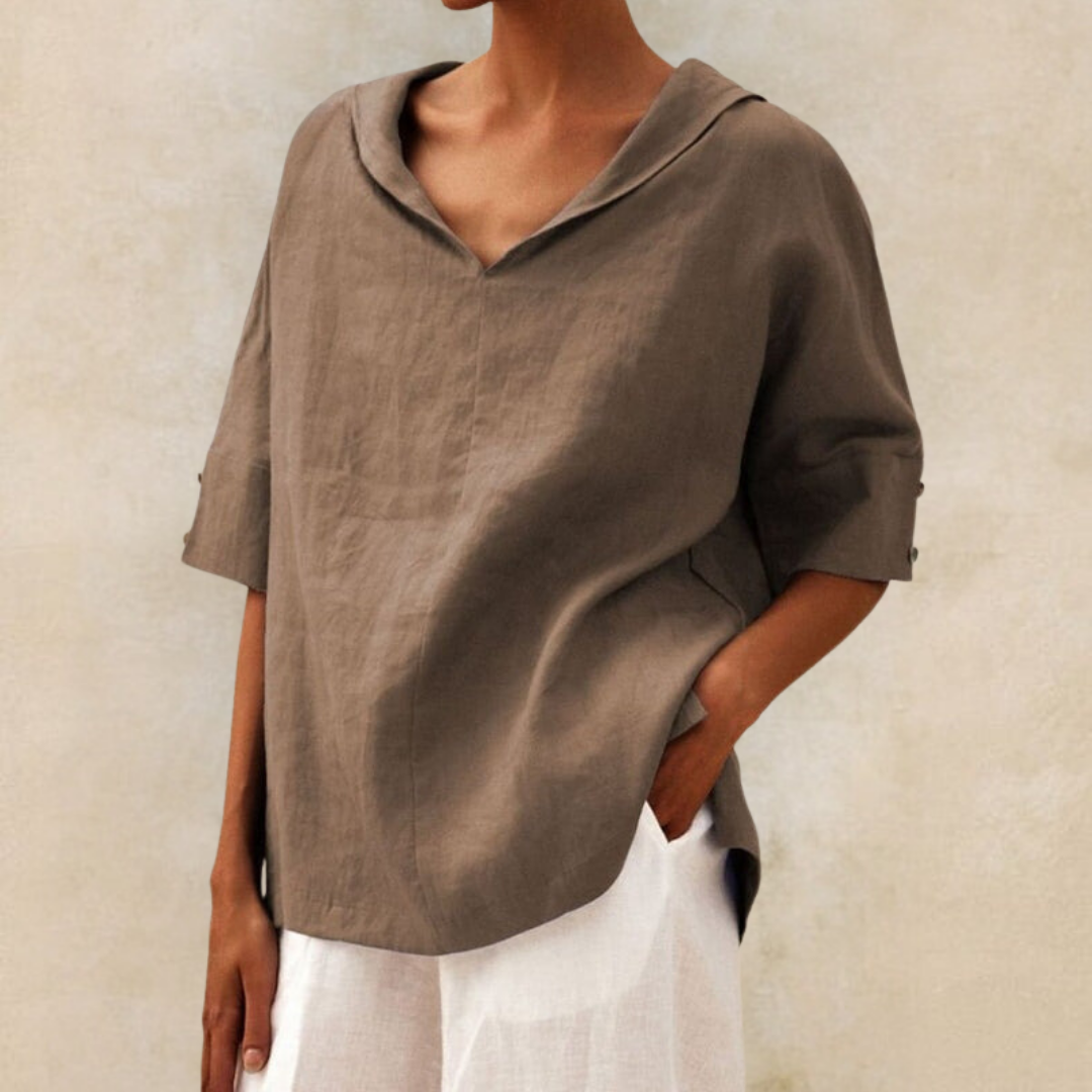 Élodie – Blouse en Lin Décontractée