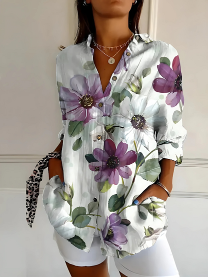 Anaïs – Chemisier Floral en Lin Léger